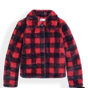 Epic Threads Girl's Faux Fur Checked Jacket